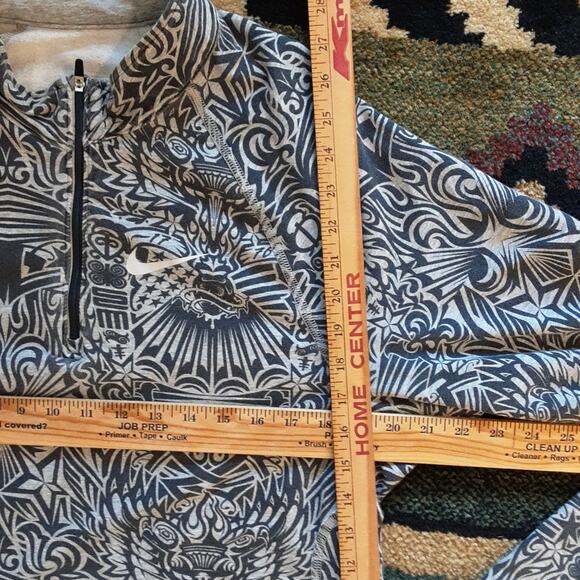 Nike Fit-Dri 1/4 Zip Pullover Mayan Inspo Design Mexican Soccer Navy Gray M - Picture 8 of 8